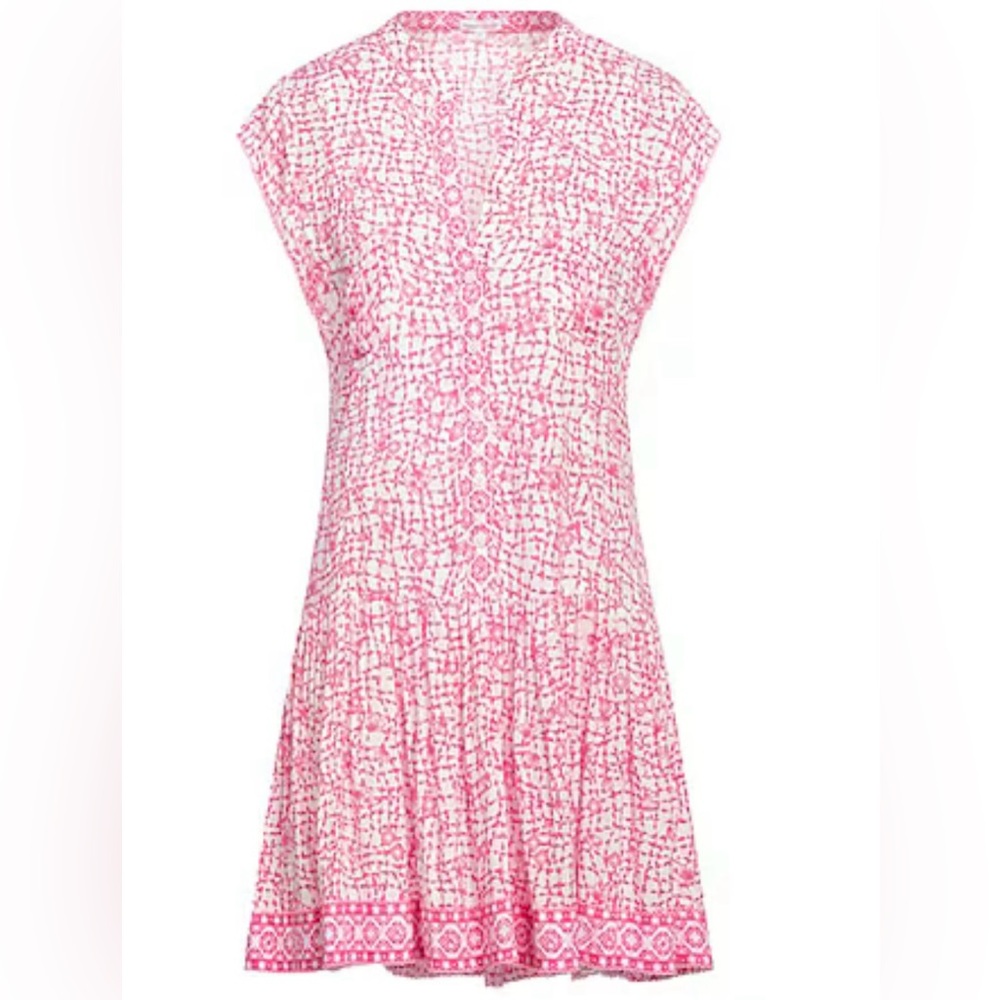 Pink and White Button-Up Dress